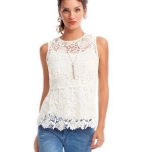 Cabi Sleeveless Needle Lace Floral Top Style 800